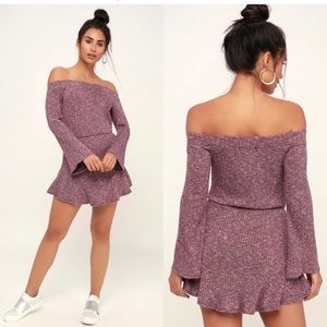 NWT Lulu’s | Wallace Marled Off Shoulder Skater Dress